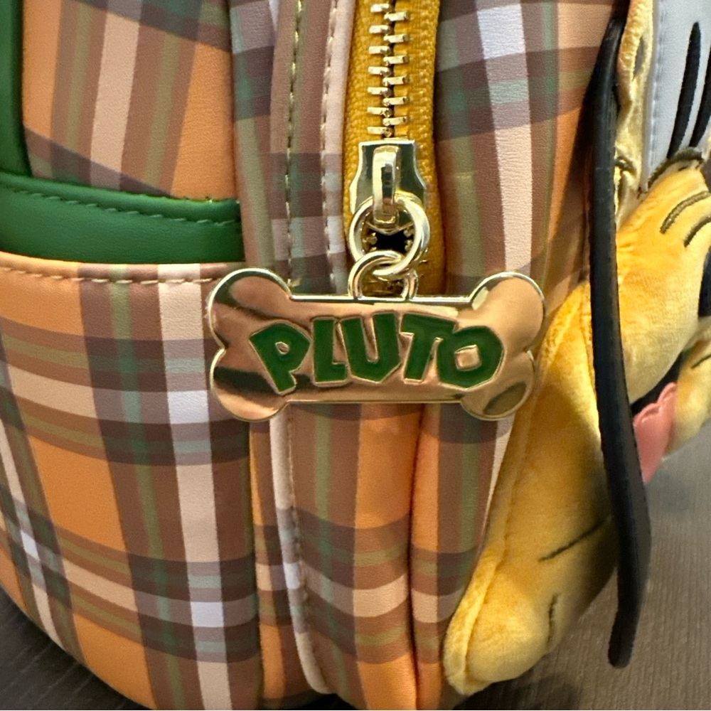 NWT Disney Loungefly Pluto 95th Anniversary Plaid Backpack Moveable Ears Fuzzy - Picture 9 of 10